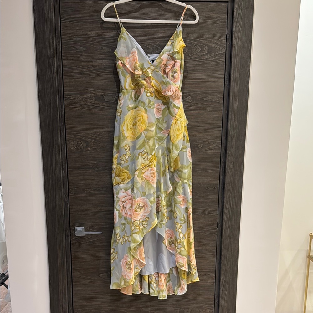 Floral V-Neck Maxi Dress - Yellow and Pink